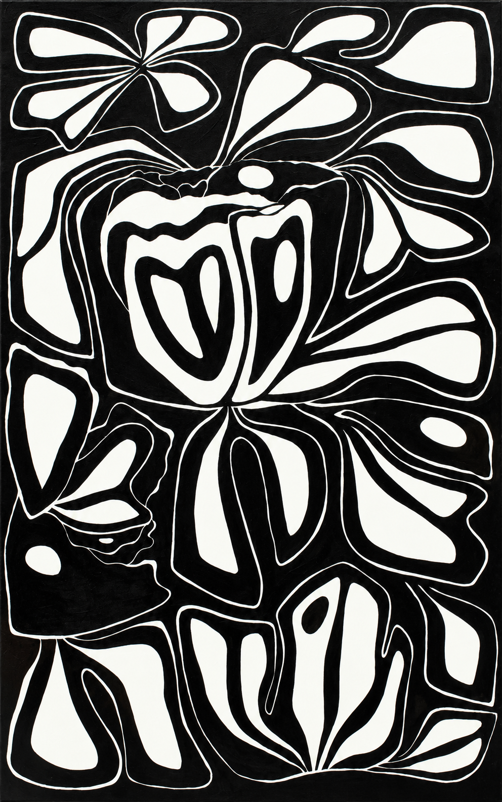 Emergence: interlocking black and white organic forms